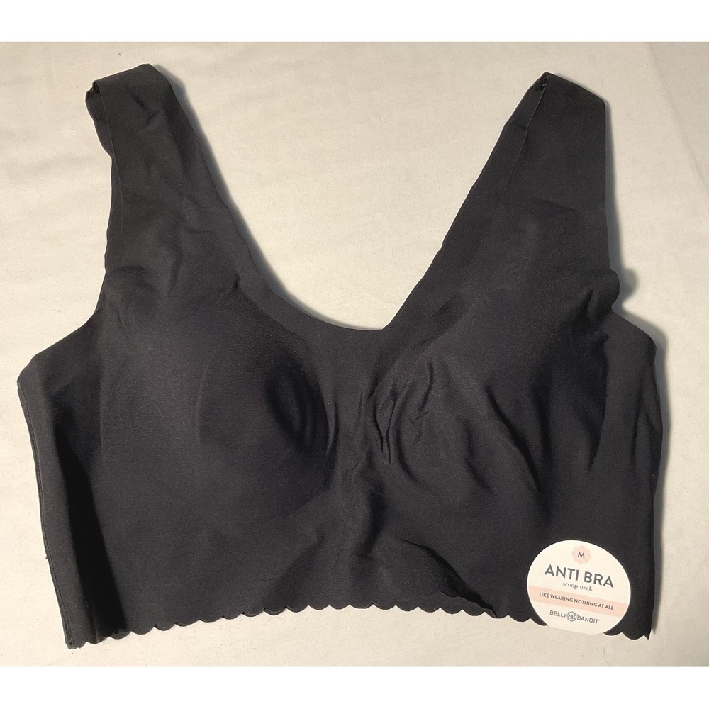 Belly Bandit Anti Bra Scoop Neck Wireless Seamless Black Size Medium